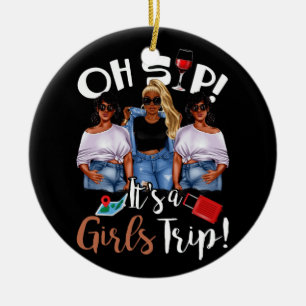 Åh, Sip, det är en flicka Resa Roligt Vin Party Bl Julgransprydnad Keramik