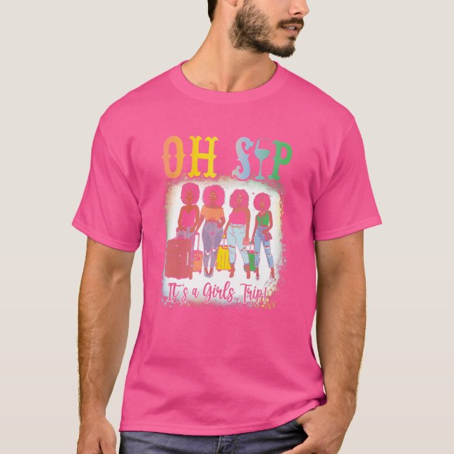 Åh, Sip, det är en flicka Resor Roligt Vin Party B T Shirt (Framsida)