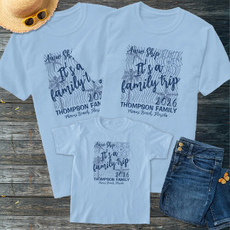 Åh Skepp Blå Monokrom Matchande Familjesemester T Shirt