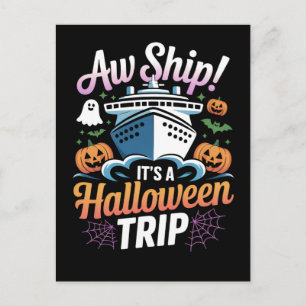 Åh skepp! Det är en Halloween-kryssningsresa Grafi Vykort