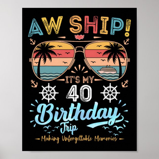Åh Skepp! Det är min 40-års födelsedagsresa Födels Poster (Framsidan)