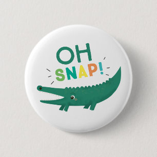 Åh Snap Alligator Crocodile Födelsedagsfest Butt Knapp