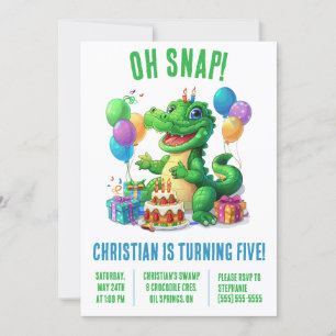 Åh, Snap! Alligator med Födelsedagsfesten Balloons Inbjudningar