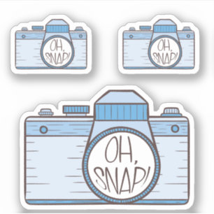 Åh Snap! Blue Pastel Camera Sticker Klistermärken