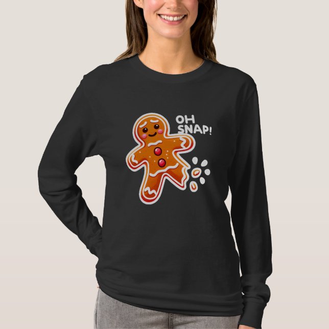 Åh, Snap! Funny Pepparkaksgubbe Cookie Broken Leg  T Shirt (Framsida)