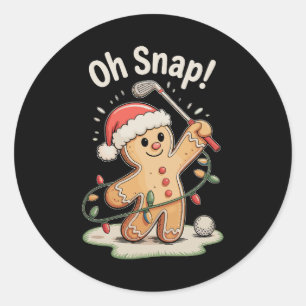 Åh Snap Gingerbread Golfspelare Golfande Jul Runt Klistermärke