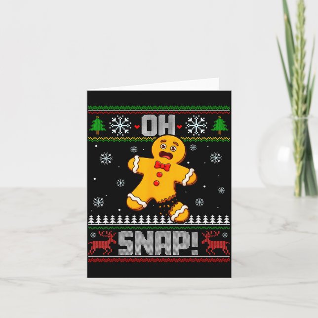 Åh Snap Gingerbread Man Kaka Bakning Ful Jul  Kort (Framsida)