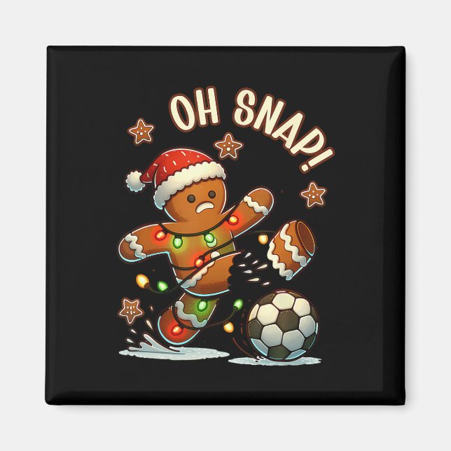 Åh Snap Gingerbreadman Jul Fotboll  Magnet (Framsidan)