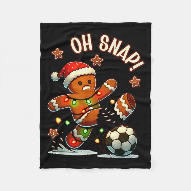 Åh Snap Gingerbreadman Julfotboll  Fleecefilt (Framsidan)