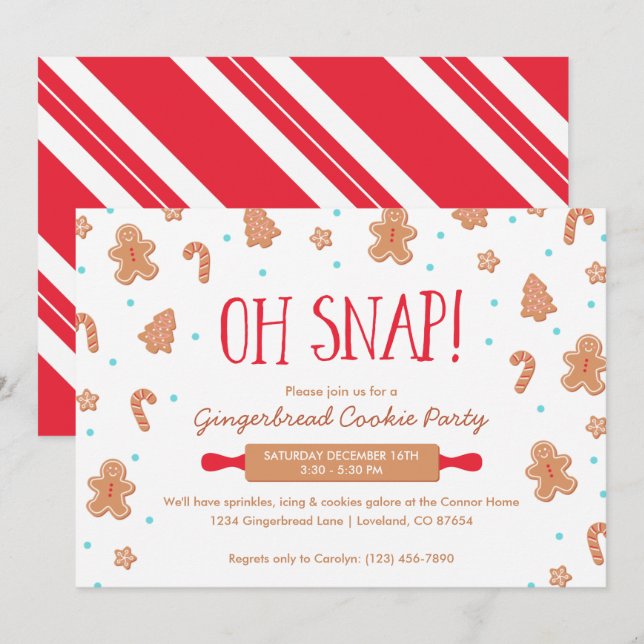 "Åh Snap!" Gingerbröd Cookie Party Inbjudningar (Fram/baksida)