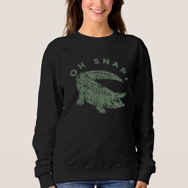 Åh Snap Grönt Alligator Distress Gator Graphic T Shirt (Framsida)