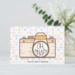 Åh, Snap! Gult Pastel Camera Note Card Anteckningskort