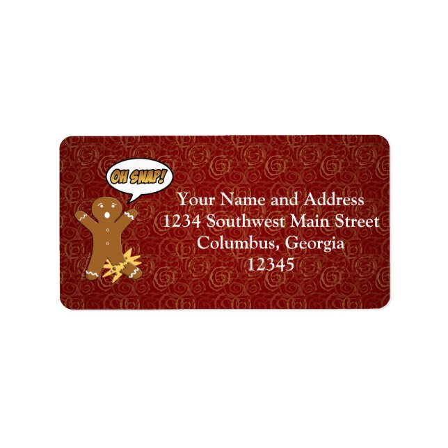 Åh, Snap! Lustig Pepparkaksgubbe Adressetikett (Framsidan)