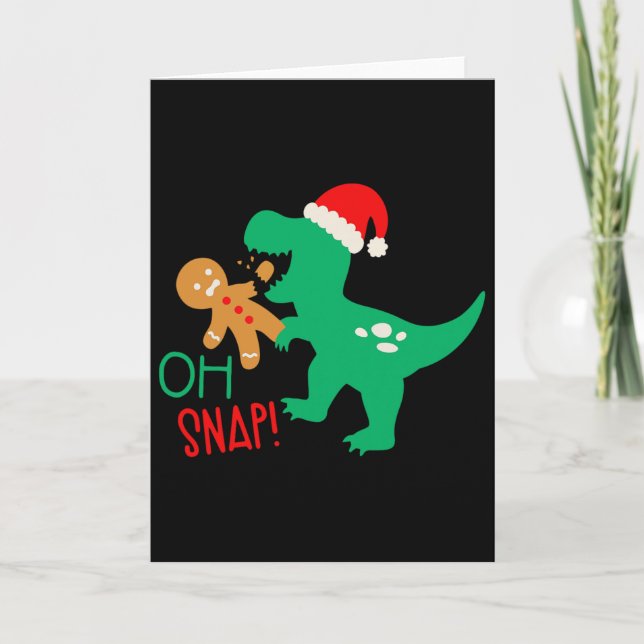 Åh Snap Pepparkaksdinosaur Jultomte Jul Rolig Kort (Framsida)