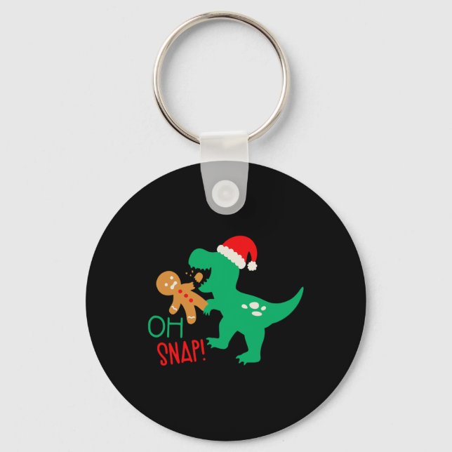 Åh Snap Pepparkaksdinosaur Jultomte Jul Rolig Nyckelring (Framsida)