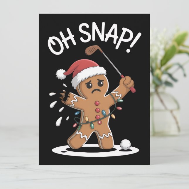 Åh Snap Pepparkaksgolfare Golf Jul Xmas Julkort (Stående Fram)