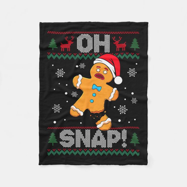 Åh Snap Pepparkaksgubbe Cookie Julfnyj Ugl Fleecefilt (Framsidan)