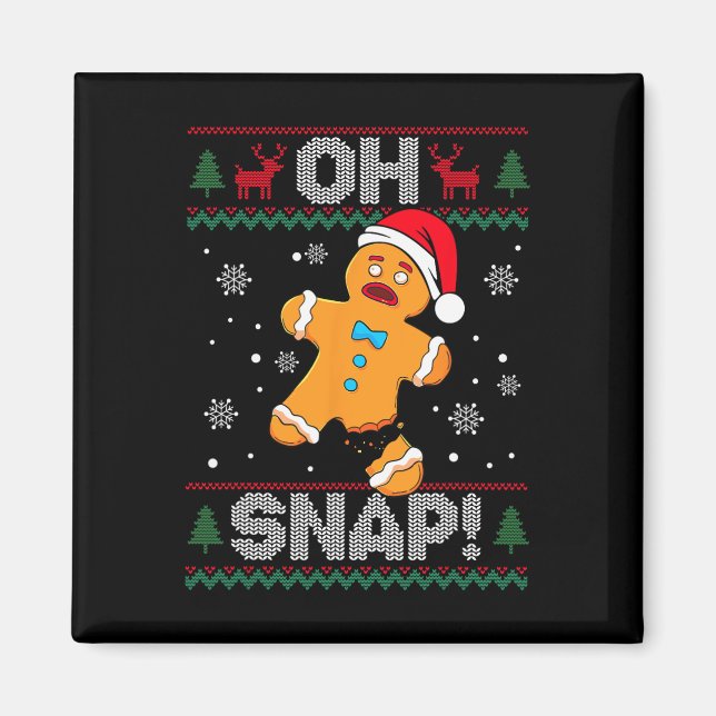 Åh Snap Pepparkaksgubbe Cookie Julfnyj Ugl Magnet (Framsidan)