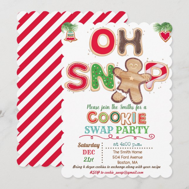 Åh Snap Pepparkaksgubbe Cookie Utbytes Inbjudan (Fram/baksida)