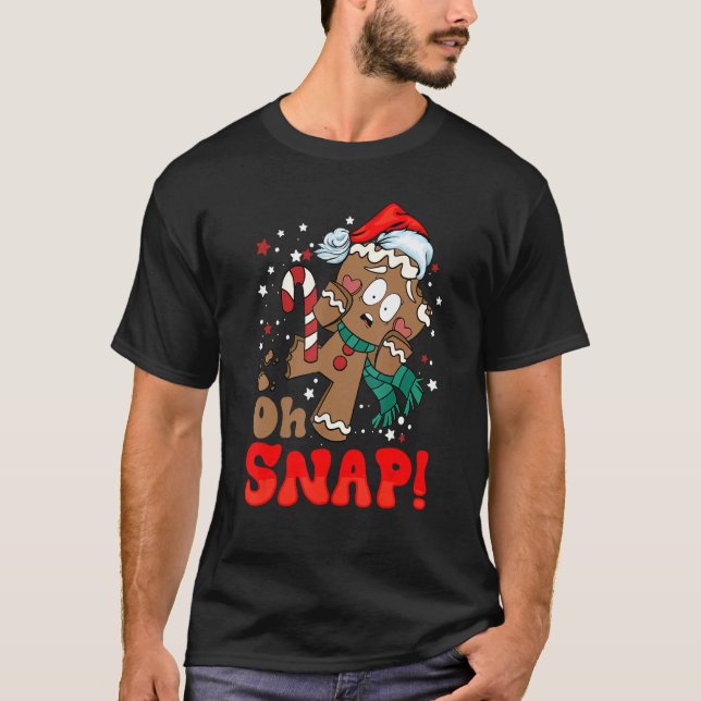 Åh Snap Pepparkaksgubbe Retro-julfamiljen Mat T Shirt (Framsida)