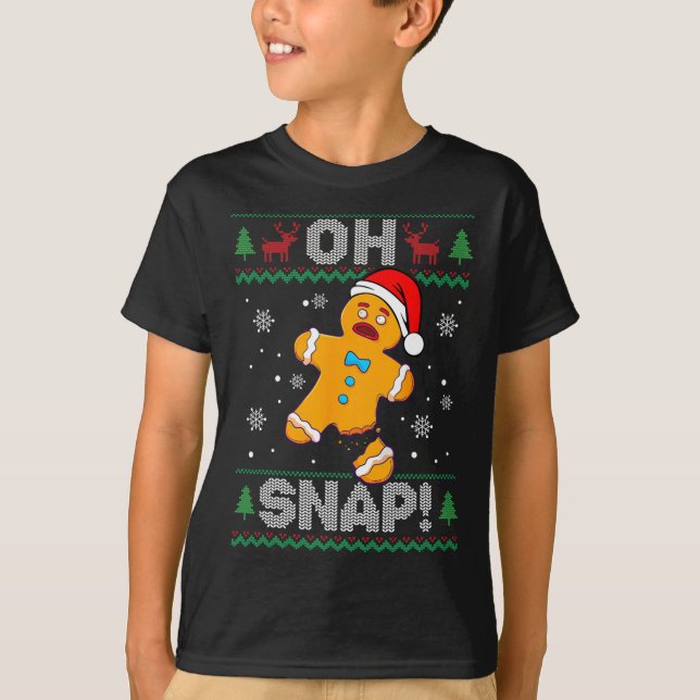 Åh Snap Pepparkaksgubbe-Roligten Cookie Ugly T Shirt (Framsida)