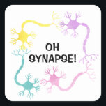 Åh, Snap! Science Neuro Biology Teacher Funny Fyrkantigt Klistermärke<br><div class="desc">Spela upp på uttrycket "oh snap!" - neuroner skickar elektriska signaler till varandra vid synapsen. Biologiska stormästare eller vetenskapslärare kommer att kärlek detta klistermärke!</div>