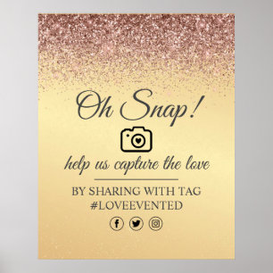 Åh Snap Social Media Märkre Poster Guld Ro Glitter