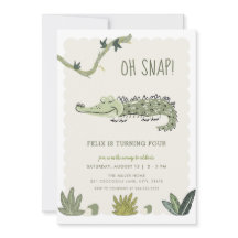 Åh Snap Swamp Crokodile Birthday-inbjudan