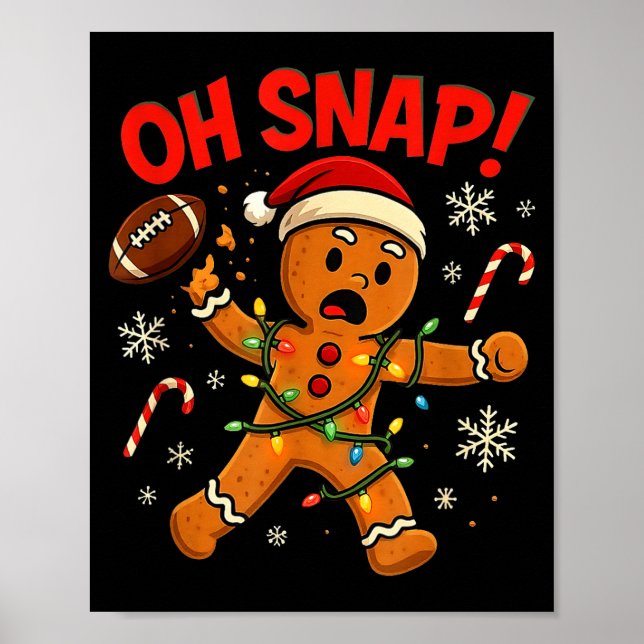 Åh Snapp Jul Pepparkakor Rolig Fotboll Ljus Poster (Framsidan)