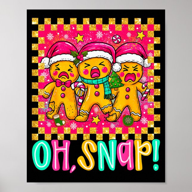 Åh Snapp julpepparkaksgubbe Roligt julbak Poster (Framsidan)
