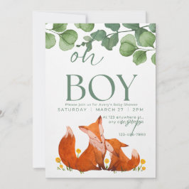 Åh, söt Safar blommigt Fox babydusch Inbjudningar