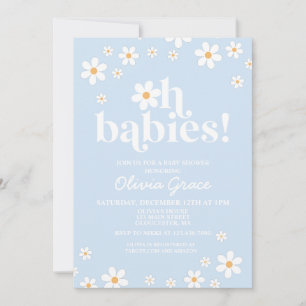 Åh Spädbarn! Daisy blek Blue Baby Shower Inbjudningar