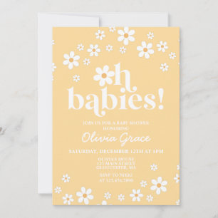 Åh Spädbarn! Daisy gult Baby Shower Inbjudningar