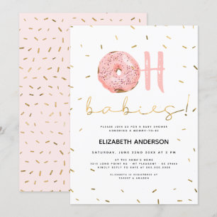 Åh Spädbarn Donut och Sprinkles Guld Girl Baby Sho Inbjudningar