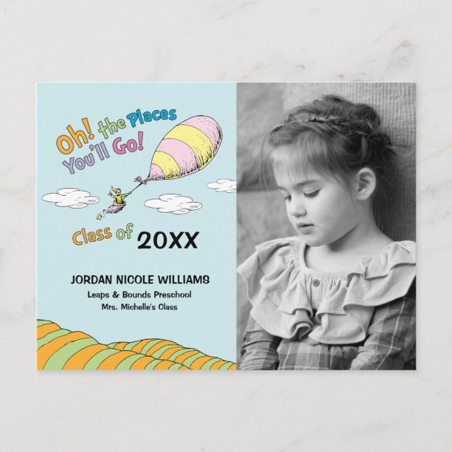 Åh, Ställen du går! Studenten meddelande Vykort (Framsida)