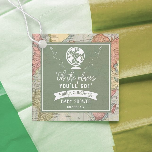 "Åh, Ställen du går!" Travel Karta Baby Shower Gåvor Etiketter (Skapare uppladdad)