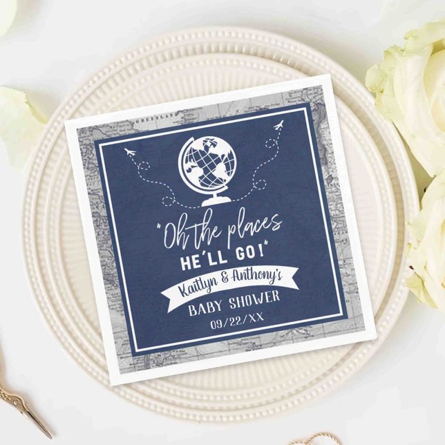 "Åh, Ställen han kommer att gå!" Travel Karta Baby Pappersservett (Skapare uppladdad)