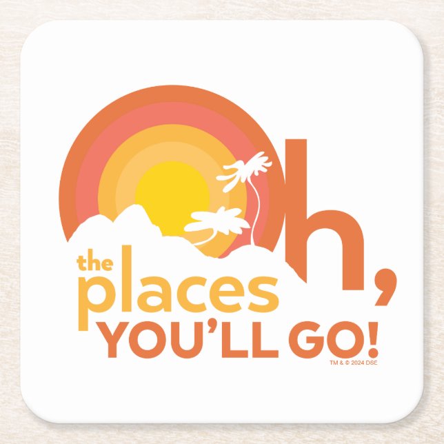 Åh, Stället du går! Landskapstypografi Underlägg Papper Kvadrat (Framsidan)