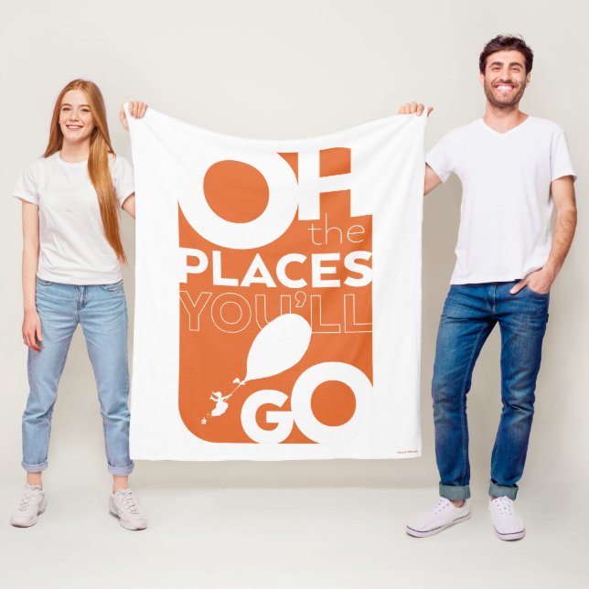Åh, Stället du går! Orange-typografi Fleecefilt (På plats)