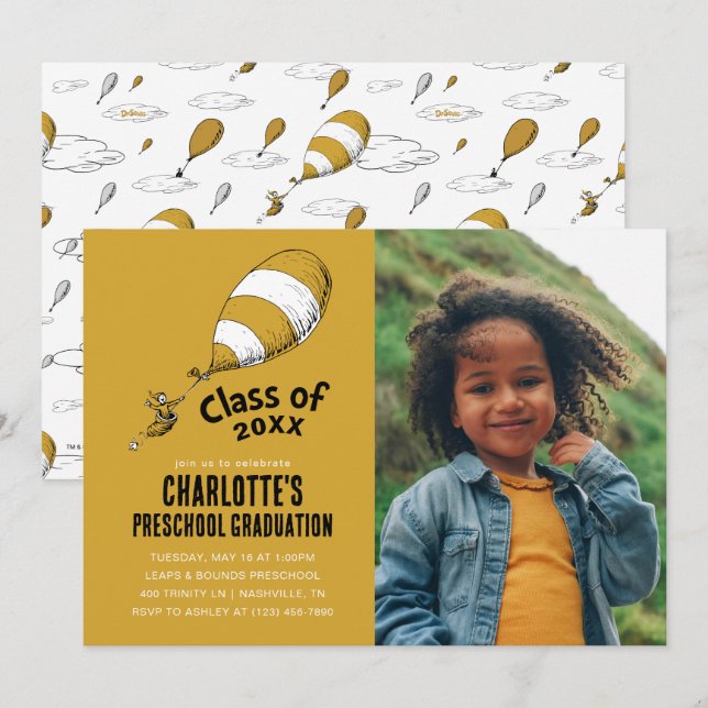 Åh, Stället du går! Retro Studenten Photo Inbjudningar (Fram/baksida)