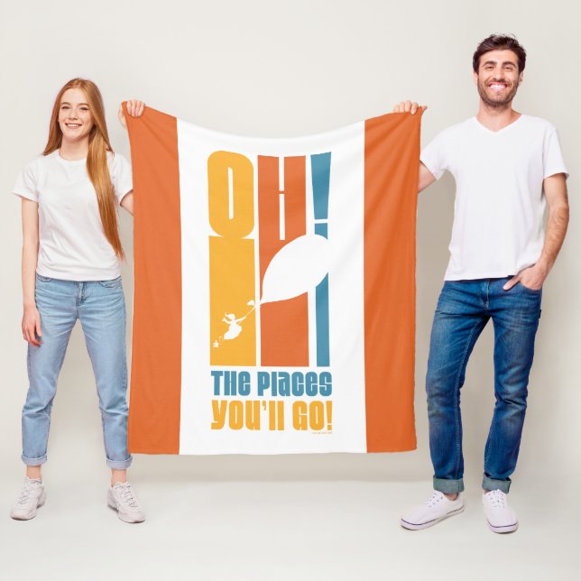 Åh, Stället du går! Tall Retro Typography Fleecefilt (På plats)