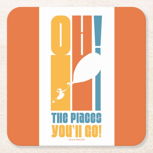 Åh, Stället du går! Tall Retro Typography Underlägg Papper Kvadrat (Framsidan)