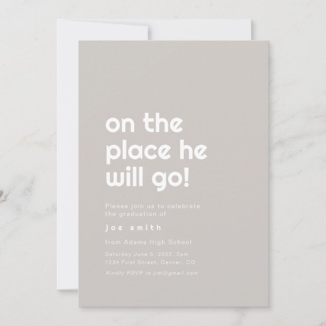 Åh, Stället han kommer att gå på Grad Party-inbjud Inbjudningar (Framsida)