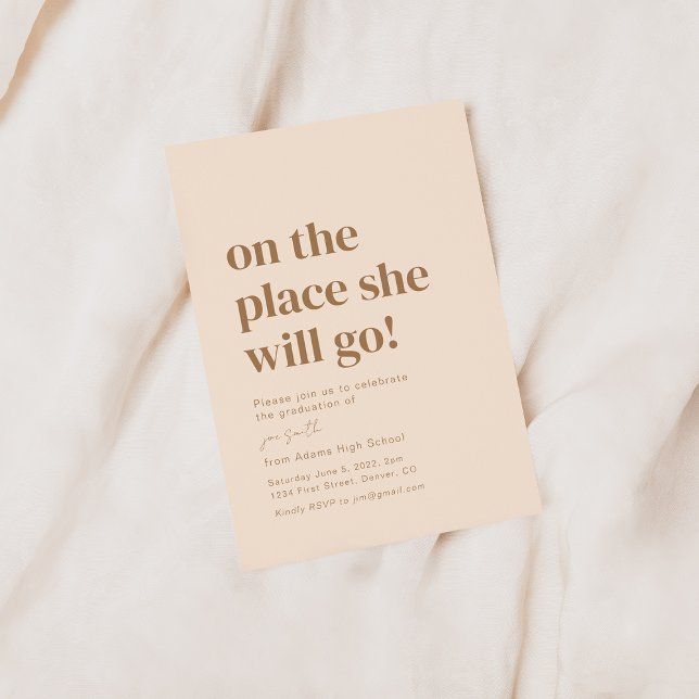 Åh, Stället hon kommer att gå på Grad Party-inbjud Inbjudningar (Skapare uppladdad)