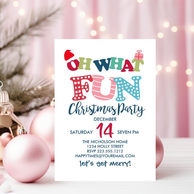 Åh Vacker Typografi Julfest Inbjudningar (Skapare uppladdad)