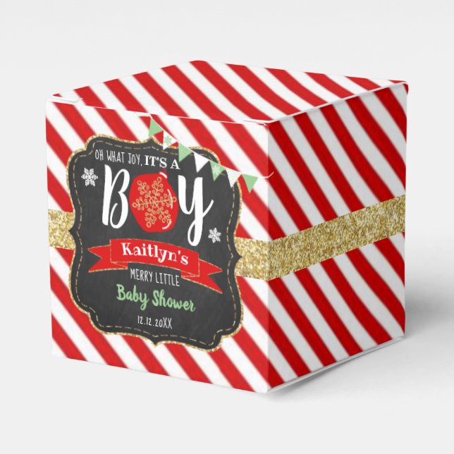 "Åh, vad Joy, det är en pojke!" Jul Baby Shower Presentaskar (Framsidan Sidan)