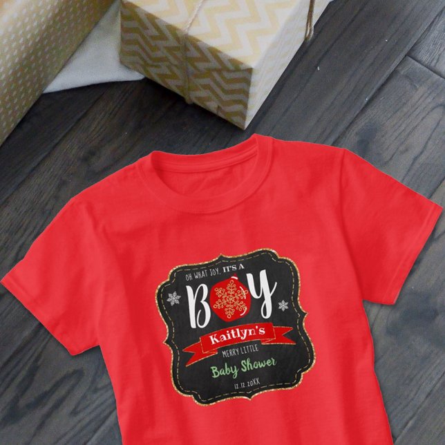 "Åh, vad Joy, det är en pojke!" Jul Baby Shower T Shirt (Skapare uppladdad)