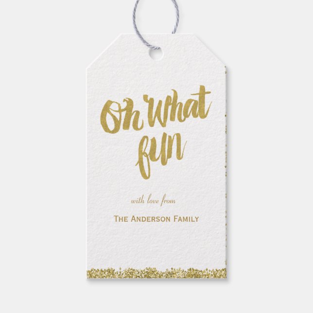 Åh vad roliga glitterpresentkort presentetikett (Framsidan)