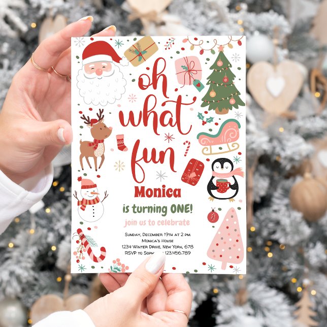 Åh vad roligt jul födelsedagsinbjudan inbjudningar (Skapare uppladdad)