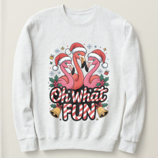 Åh vad roligt, juldesign med flamingos t shirt